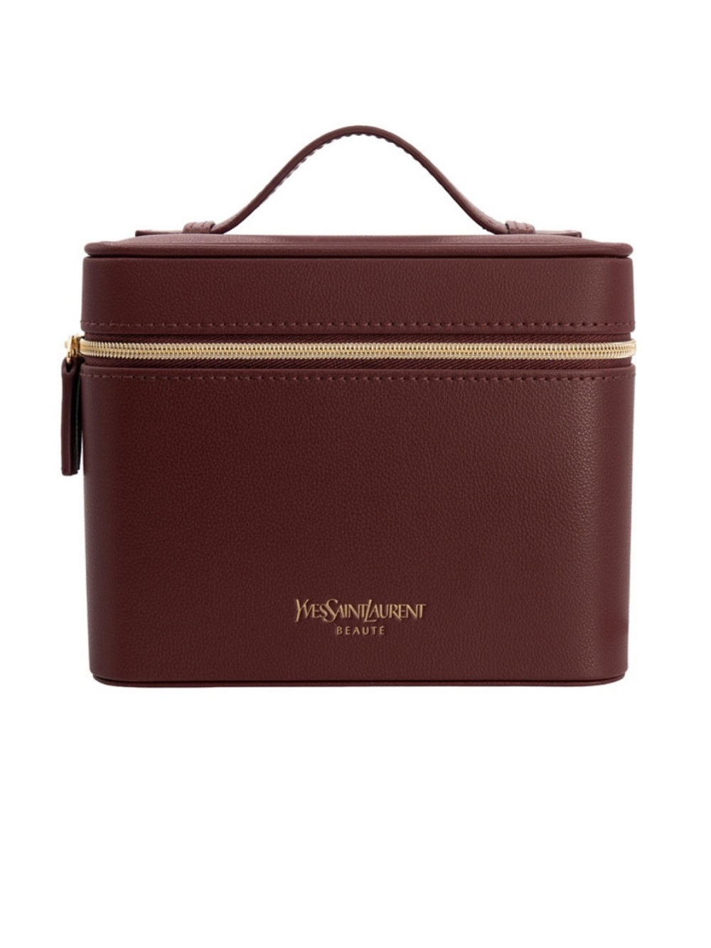 Yves Saint Laurent Wine Red Leather Cosmetic Vanity Case with Gold Hardware